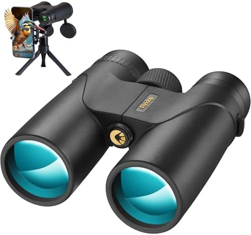 12x42 Binoculars for Adults High Powered, HD Compact Binoculars for Bird Watching with Phone Adapter, Lightweight Travel Binoculars for Cruise Ship, Sports, Concerts, Wildlife, Hiking, Hunting