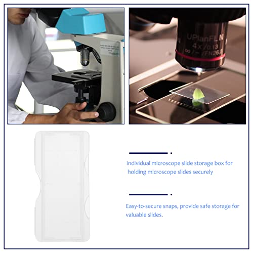 100pcs Boxes Clip Science Slides Container Plastic Slide Storage Holders Microscope Slides Microscope Slide Holding Gadgets specimens Slide Holder Shell Single pp