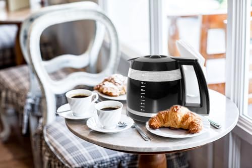 14-Cup Coffee Pot Replacement Carafe Glass Compatible with Cuisinart Coffee Maker Models DCC-2200, DCC-2600, DCC-2800, DCC-3200, DCC-3200P1, DCC-T20, Black