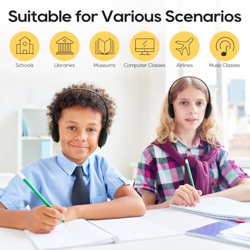 10 Pack Classroom Headphones, Headphones Bulk for Kids, Teenagers, Boys, Girls, Wire Bulk Headphones for Classroom, Adjustable with 3.5 mm Jack