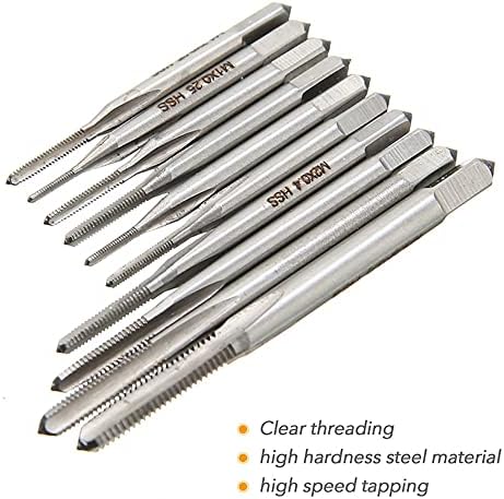 10pcs Micro Taps Bit Small Hand Screw Thread Taps M1-M3.5 HSS Mini Metric Plug Tap Screw Tap Drill Tap Drill Set Tapping tool with Adjustable Tap Wrench 1/16-1/4''