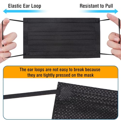 100 Pack Disposable Face Masks, 3 Layer Filter Protection Black Disposable Face Masks