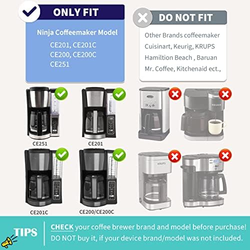 12-Cup Replacement Glass Carafe Pot Compatible with Ninja Coffee Brewer Maker Models CE251 CE201 CE201C CE200 CE200C Model# XGLSLID200