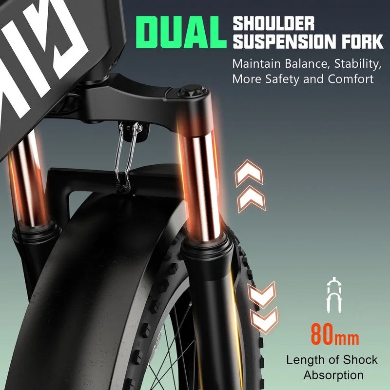 TST Electric Bike 4.0 Fat Tire Foldable Ebike 48V 13Ah Battery 750W Electric Commuter Bicycle with LCD 20" One-Step Folding Electric City Bike for Men Women Black