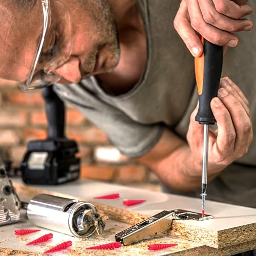 15 Pcs Wood Anchor, Stripped Screw Hole Repair Kit for Wood, Door, Fixing Stripped Screw Holes, Fits Wood Screws Sizes #2 to #16, Screw Holes from Stripped to Gripped, Red
