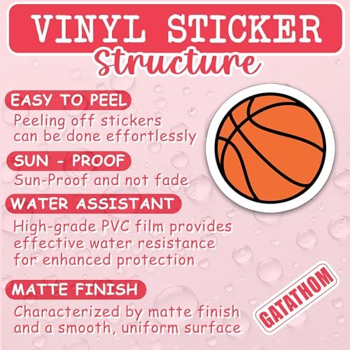 (3Pcs) Basketball Sticker Basketball Lover Basketball Accessories Basketball Gift Basketball Water Bottle Sticker Basketball Decals, Waterproof Vinyl Decal for Book Laptop Tumbler, Size 3 x 3 Inch