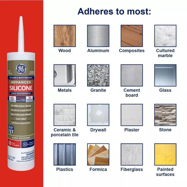 12 Pack of 10.1 Oz Momentive GE5070 GE, Silicone II White Kitchen and Bath Sealant