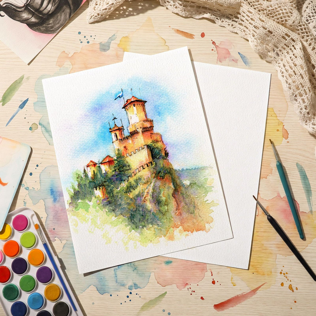 120 Sheets Large Watercolor Paper Bulk, 140 lb/300 GSM Cold Press Paper White Water Color Paper for Students Adults Artists Drawing Gift Cards(11 x 14 inch)