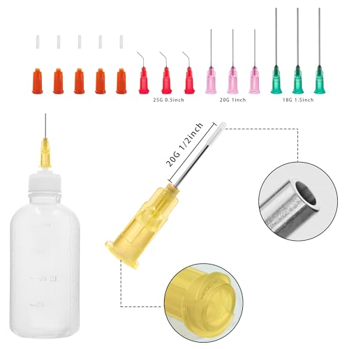 100ml Glue Bottles, Precision Tip Applicator Bottle, Needle Tip Squeeze Bottle, 18G 20G 25G Blunt Needle Set Bottle with Sealing Cap