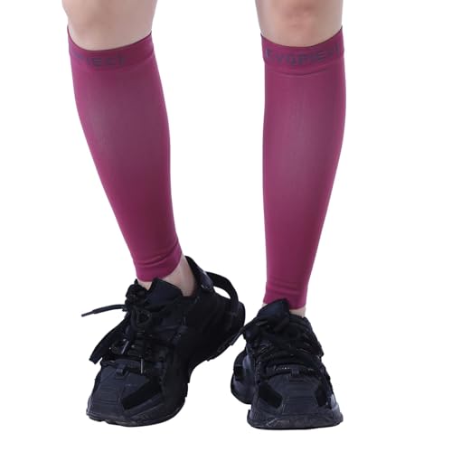 15-20mmHg 1 Pair Calf Compression Sleeve Men and Women Wide Calf Sleeve Brace Compression Socks for Leg Support, Shin Splint,Pain Relief (MAROON, Medium)