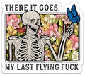 (3PCs) There It Goes My Last Flying F*ck Sticker, Funny Meme Sarcastic Skeleton Sticker, Halloween Skull Butterfly Waterproof Vinyl Stickers for Laptop Phone Water Bottle (3 Inches)