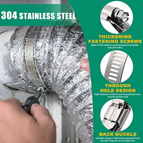 10Pack 10 inch Hose Clamp,Stainless Steel Large Hose Clamps Adjustable from 9-1/4"-10"/235-254mm,Metal Worm Drive Gear Duct Clamp for Air Ducting,Dryer Vent Hose,Fuel Line,Plumbing,Automotive