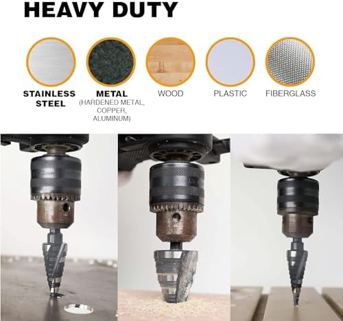 1/4 to 2 Inch Step Drill Bit Spiral Grooved Double Fluted, Large M2 High Speed Steel Drill bits for Hole Drilling in Stainless Steel, Copper, Aluminum, Wood, Plastic…