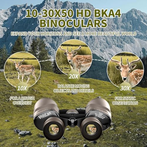 10-30x50 HD Zoom Binoculars for Adults High Powered - Powerful Stabilized Binoculars with Clear Low Light Vision - Waterproof Binoculars for Bird Watching Hunting Travel Cruise Ship