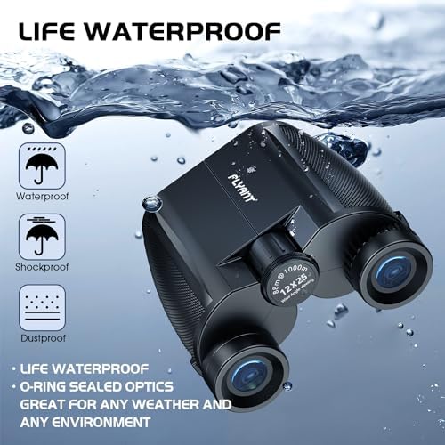 12X25 High Powered Binoculars for Adults, Waterproof Compact Binoculars with Clear Low Light Vision, Small Binoculars for Bird Watching, Hunting, Travel, Concerts (12x25 Compact)