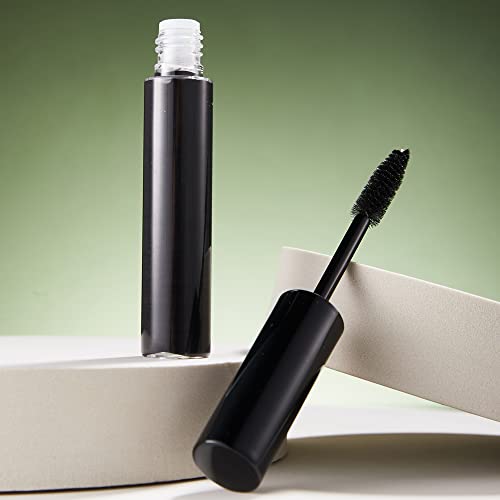 12 Pack 10ml Empty Mascara Tube with Brush Wand, YITOU Refillable Eyelash Cream Container DIY Cosmetics Bottle for Castor Oil/Eyebrow Growth Serum/Coconut Oil, 12 Rubber Inserts, 2 Funnel, Black