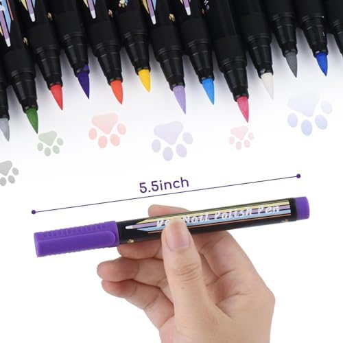 15 Colors Dog Nail Polish Pens Quick Dry, Pet Nail Polish Set for Dogs DIY Dogs Puppy Nails, Dog Safe Nail Polish Non Toxic, Odorless, Easy to Apply