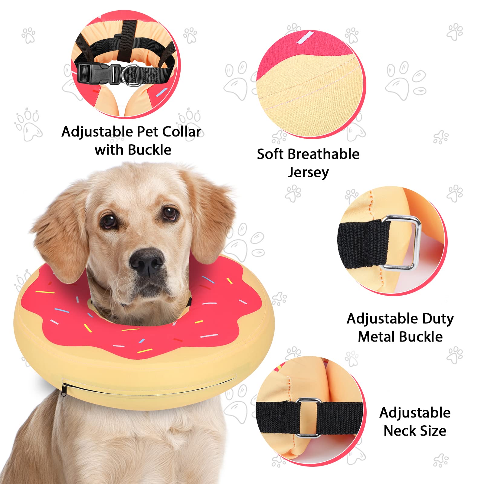 MIDOG Dog Cones for Large Dogs, Cone for Dogs After Surgery, Soft Protective Recovery Donut Collar for Dogs to Prevent Touching Stitches, Wounds, and Rashes, Does Not Block Vision E-Collar. -Red,M
