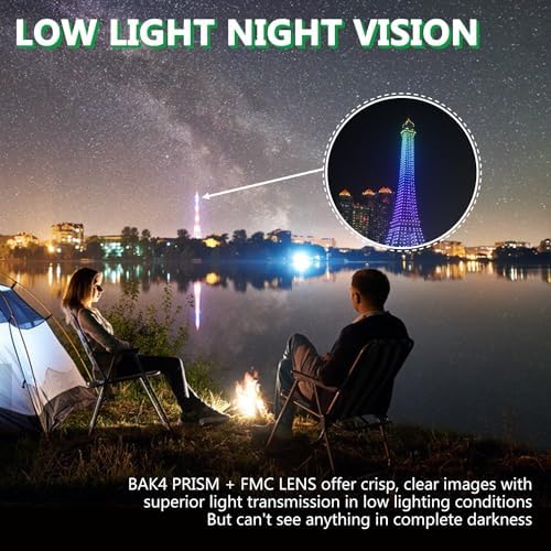 12x42 Binoculars for Adults and Kids High Powered Large Eyepiece Compact Binoculars for Bird Watching Waterproof Easy Focus Binoculars with Low Light Vision for Outdoor Hunting & Travel (Black)