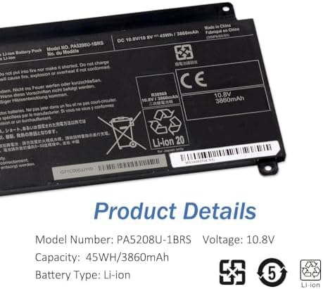 10.8V 45WH PA5208U-1BRS PA5208U Laptop Battery for Toshiba Chromebook CB35 CB30 CB35-B3330 CB35-B3340 CB35-C3300 CB35-C3350 CB30-B3123 Satellite E45W P55W E45w-C4200x P55w-c5204 P55w-c5208