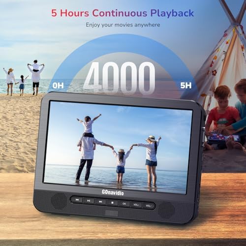 10.1'' Portable Blu Ray Player for Car with Rechargeable Battery, Dual Screen Blu Ray DVD Player Support 1080P Video, Dolby Audio, HDMI Out, Sync Screen, Last Memory, Region Free, USB/SD