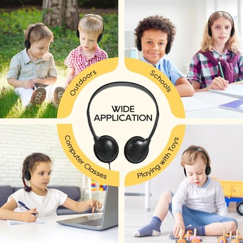 10 Pack Classroom Headphones, Headphones Bulk for Kids, Teenagers, Boys, Girls, Wire Bulk Headphones for Classroom, Adjustable with 3.5 mm Jack