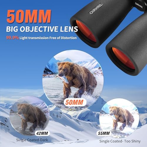 12x50 HD Binoculars for Adults High Powered with Upgraded Phone Adapter, Large View Binoculars with Clear Low Light Vision,IPX7 Waterproof Lightweight Binoculars for Bird Watching,Hunting,Travel