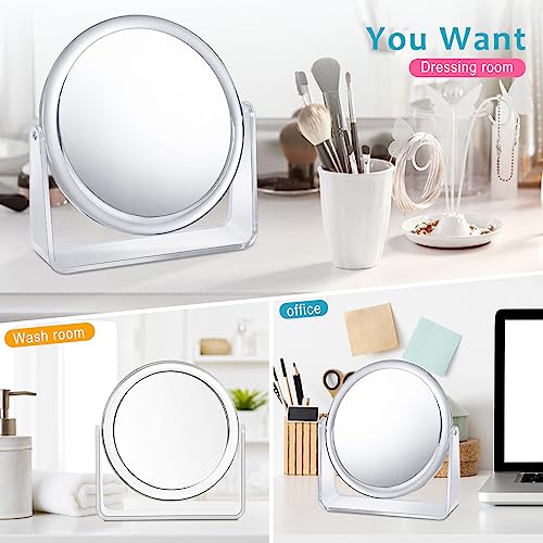 10X Vanity Mirror Makeup Mirror,1X/10X Magnification Double Sided Magnifying Mirror,360 Degree Swivel Desk Mirror,Portable Table Counter top Mirror for Bathroom Shaving Mirror,Gift for Women