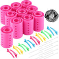 141 Pieces Hair Rollers Set Include 60 Plastic Hair Rollers (Red,6 Size)