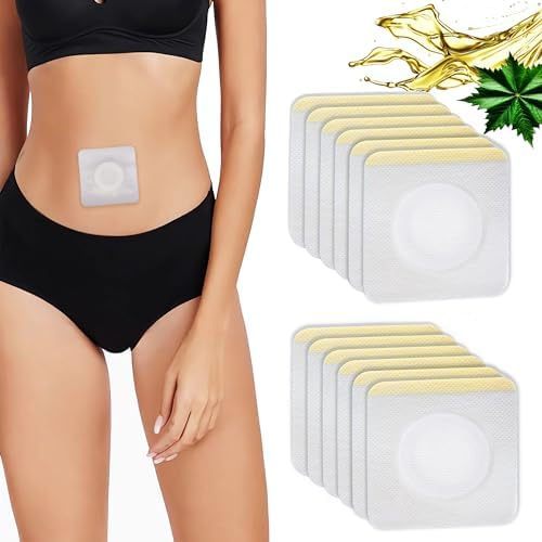 12Pcs Hypoallergenic Castor Oil Pack Wrap for Belly Button, 3.2 x 3.2 inches Disposable, Self-Adhesive, and Highly Absorbent Castor Oil Wraps Patch Pads - White