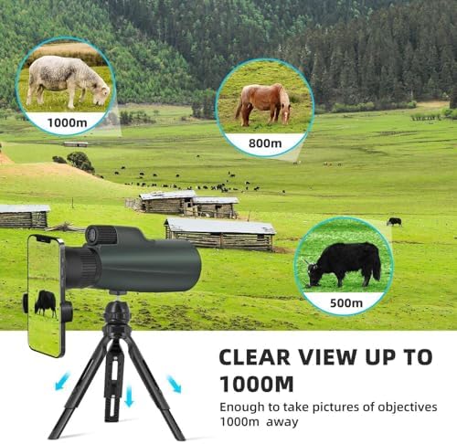 10-30x50 Zoom Monocular Telescope for Adults - High Power HD Monocular with Tripod & Adapter, Rubber Armor,Waterproof Large Objective Monoculars - for Opera, Bird Watching, Hiking,Travel