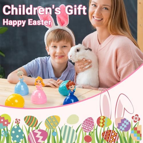 12Pcs Prefilled Easter Eggs Easter Princess Toys Theme Party Favor Basket Stuffers Filler Perfect for Easter Egg Hunt