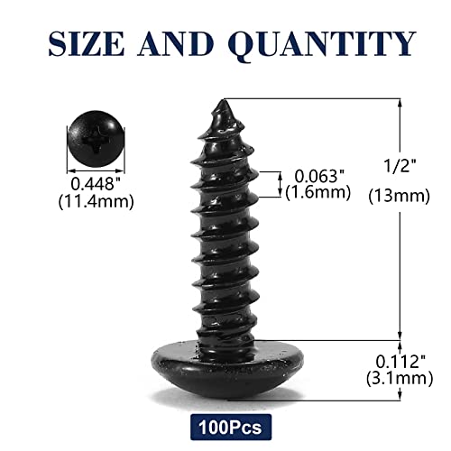 #10 x 1/2" Wood Screw 100Pcs Truss Head Phillips 18-8 (304) Stainless Steel Fast Self Tapping Screws Black Oxide by SG TZH
