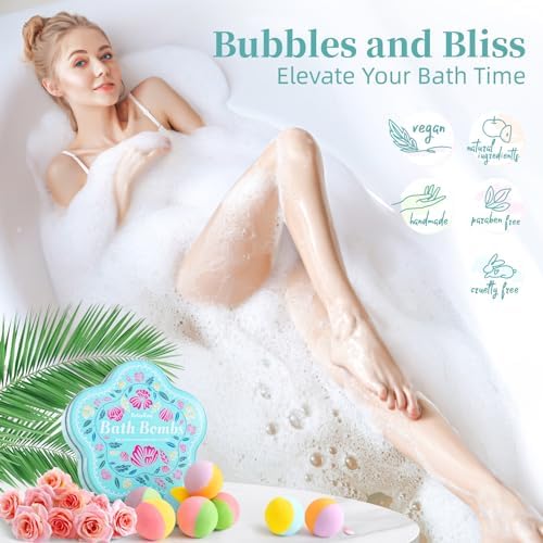 10 Bath Bombs Gift Set, Handmade with Natural Ingredients, 5 Aromatic Scents, Relaxing Bath Bombs for Women Men and Kids, Spa Gifts for Valentine's Day, Mothers Day, Best Birthday Gifts for Relaxation
