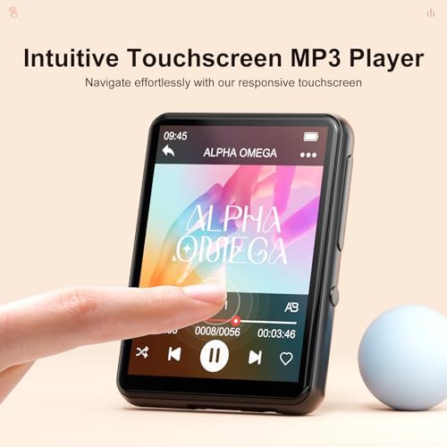 128GB MP3 Player with Upgrade Bluetooth 5.3, HiFi Sound Shuffle Single Loop Music Player with HD Speaker, FM Radio, Voice Recorder, 2.4IN Full Touchscreen MP3 Ideal for Sport (Earphones Included)