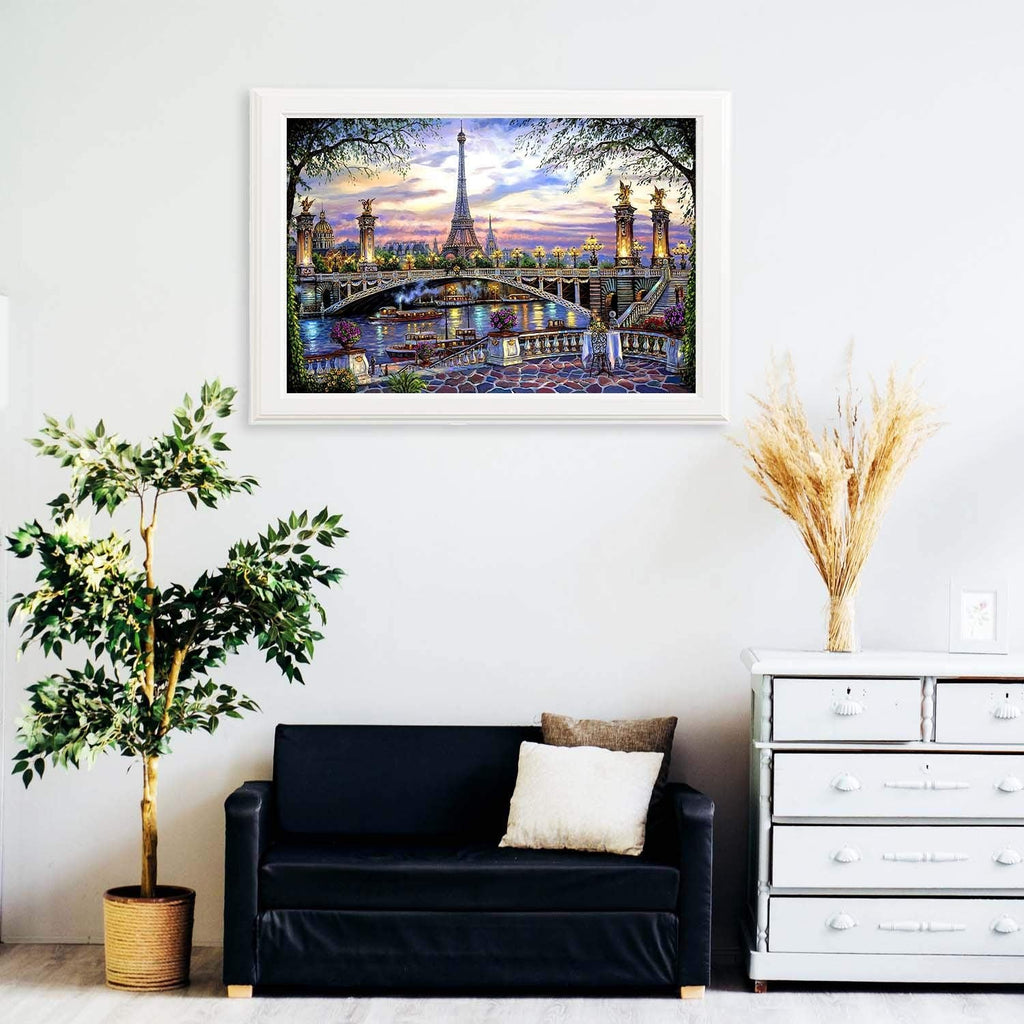 1000 Pieces Puzzles for Adult Wooden Jigsaw Puzzle 1000 Piece Puzzle Adult Children Elderly Puzzle Flower Eiffel Tower Paris Bridge Puzzle Gift for Mom Dad Family Friend Home Decor Wall Art 29.5x20IN