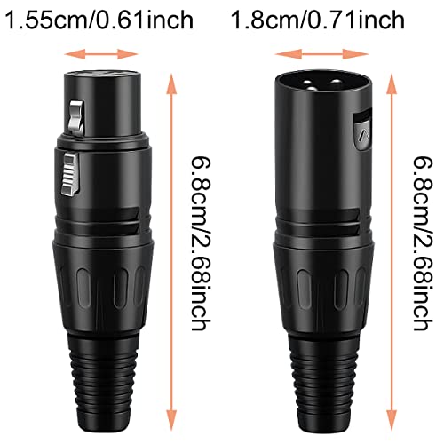 10PCS 3 Pin XLR Solder Connector, 5 Male and 5 Female XLR Mic Snake Plug, Microphone Audio Socket for High Conductivity and Ultra-Low Noise