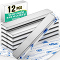 12 Pcs Bar Magnets, 60x10x3mm Thin Magnet Bar, Rectangle Magnets, Magnetic Bars Strip, Double Sided Magnet with Adhesive Backing for Fridge, Whiteboard, Garage,Science