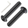 (20Pcs) 3/8-16 * 1-1/2 Button Head Socket Cap Bolts Screws, 304 Black Stainless Steel, Allen Hex Drive, Bright Finish, Fully Machine Thread
