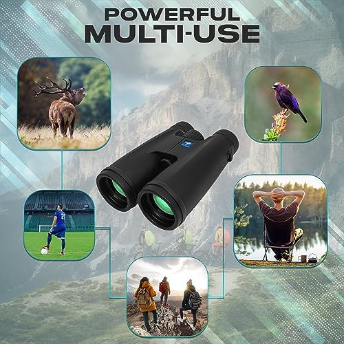 12X50 HD High Powered Binoculars for Adults with Crystal Clear Low Light Vision, Lightweight, Waterproof, and Easy to Focus - Long Range Compact Binoculars for Bird Watching, hunting & travel