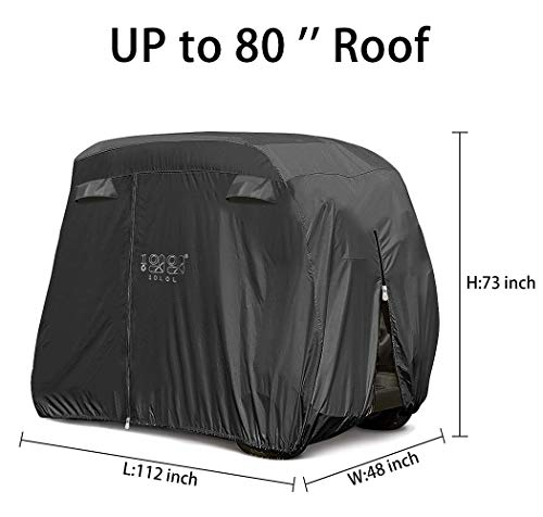 10L0L Universal 2-4 Passenger Golf Cart Cover for EZGO, Club Car and Yamaha, Waterproof Sunproof and Durable, Black