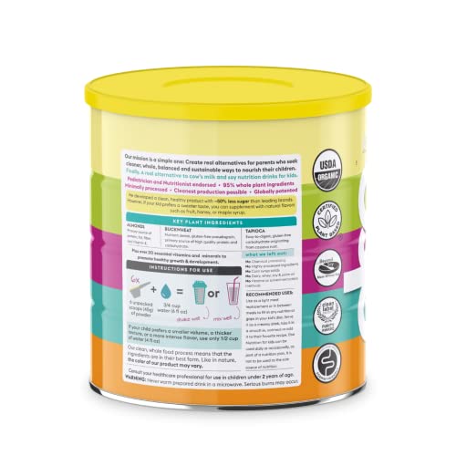 (2 Pack) Else Nutrition Kids Organic Complete Nutrition Shake Powder, Plant-Based, Less Sugar, Clean, Complete Drink Mix, Whey-Free, Soy-Free, Dairy-Free, 16 oz, Vanilla