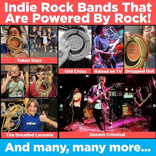 15ft Guitar Cable for Electric Guitar & Bass - Crystal Clear Instrument Cable & Tangle Free - 1/4 Inch Male to Male Inputs with a Right Angle Jack On One End to Secure Your Amp Cord