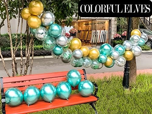 12 Inch 100 Pcs Latex Metallic Chrome Balloons Helium Shiny Thicken Balloons Party Decoration (Green)
