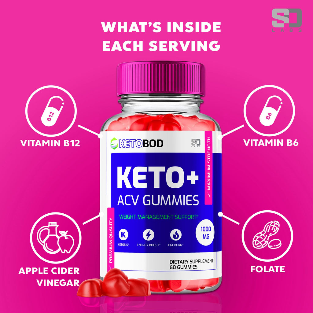 (2 Pack) Keto Bod Keto Body ACV Gummies, KetoBod Gummies with 1000MG Apple Cider Vinegar per Serving, Keto Bod ACV + Keto Maximum Strength Gummies, KetoBody ACV Vitamin B12 Gummies (120 Gummies)