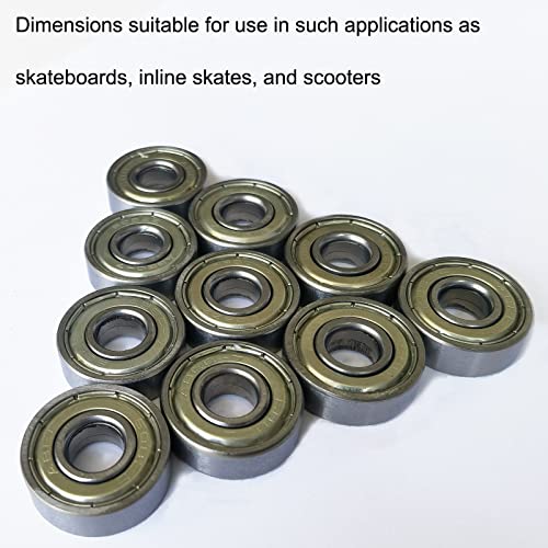 100 PCS 608-ZZ Ball Bearing - Double Metal Sealed Shielded Miniature Deep Groove Bearings for Furniture Wheel,Skateboards, Inline Skates, Scooters, Roller Blade Skates (8mm x 22mm x 7mm)
