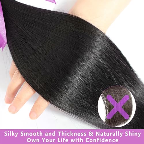 12A Human Hair Bundles 22 24 26 Inch Straight Bundles Human Hair 100% Unprocessed Brazilian Virgin Weave 3 Bundles Deals Thick & Tangle Free…