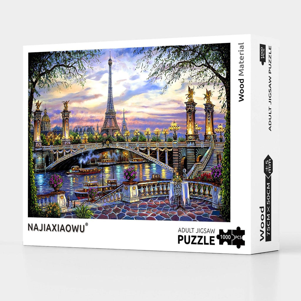 1000 Pieces Puzzles for Adult Wooden Jigsaw Puzzle 1000 Piece Puzzle Adult Children Elderly Puzzle Flower Eiffel Tower Paris Bridge Puzzle Gift for Mom Dad Family Friend Home Decor Wall Art 29.5x20IN