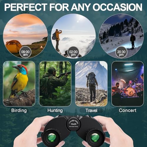 10x25 Compact Binoculars for Adults Kids - Aurosports High Powered Small Binoculars with Low Light Vision - Easy Focus Lightweight Binoculars for Bird Watching Hunting Travel Hiking