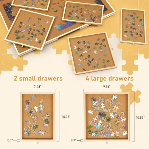 1000 Piece Rotating Puzzle Board with Drawers and Cover,23"x30"Portable Wooden Jigsaw Puzzle Table for Adults Portable,Lazy Susan Spinning Puzzle Boards Birthday Gift for mom